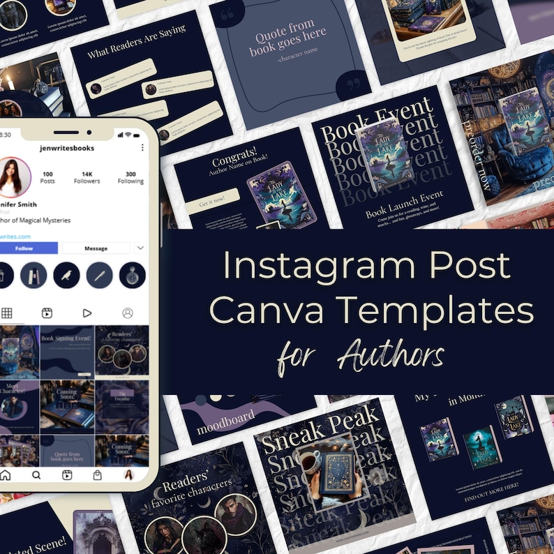 Plantillas de Instagram para autores de lanzamientos de libros - Instagram de escritoras brujas - Plantillas editables de Canva para redes sociales - Romance oscuro: PPEC imagen 5