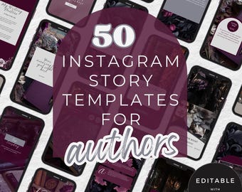 Author Instagram Stories, Dark Academia Bookstagram Templates, Social Media Kit Dark Romance Writers, Editable Canva Stories, Cozy PPDR