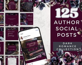 Modelli Instagram per autori di romanzi dark, modelli Canva modificabili per i social media, idee per il branding di autori, idee per i social media di autori PPDR