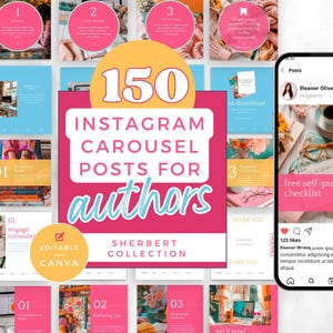 Autor Instagram Karussell Vorlagen | Helle Canva Posts für Writers & Bookstagram | Social Media Templates für Autoren SHER