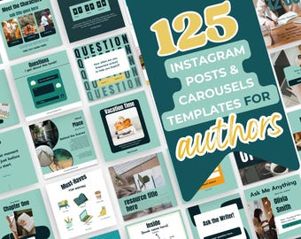 125 post Instagram di autori verdi, modelli Canva, scrittori, post sui social media, idee per autori di Instagram, modelli di Bookstagram: PPAGR