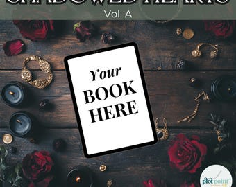 Ebook Flatlay Mockup - Mroczny romans ebook Mockup - Moody Gothic Bookstagram Flatlay - Cienie i róże Estetyczny MOCKUP