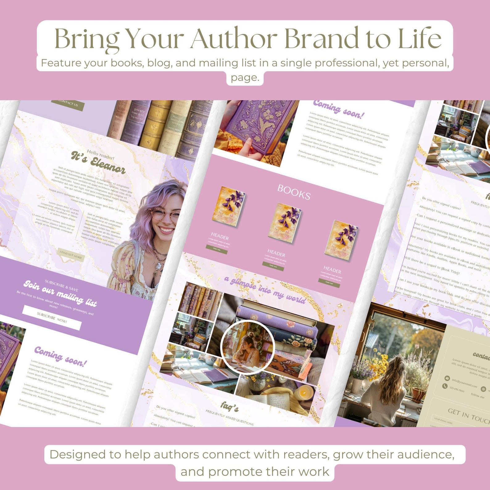Canva Website Template for Authors Minimalist Author Website Theme