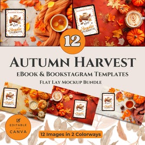 BOOKSTAGRAM MOCKUP EBOOK ,Fall Social Media Posts, ebook Canva Template Bundle, Flat Lay Reviewer, Author Social Media, Bookstagrammer Posts