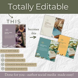 Bookstagram Post Templates, Book Marketing, Book Launch, COTTAGECORE Templates, Instagram Aesthetic,Book Lovers,Bookstagram Canva PPCC image 3