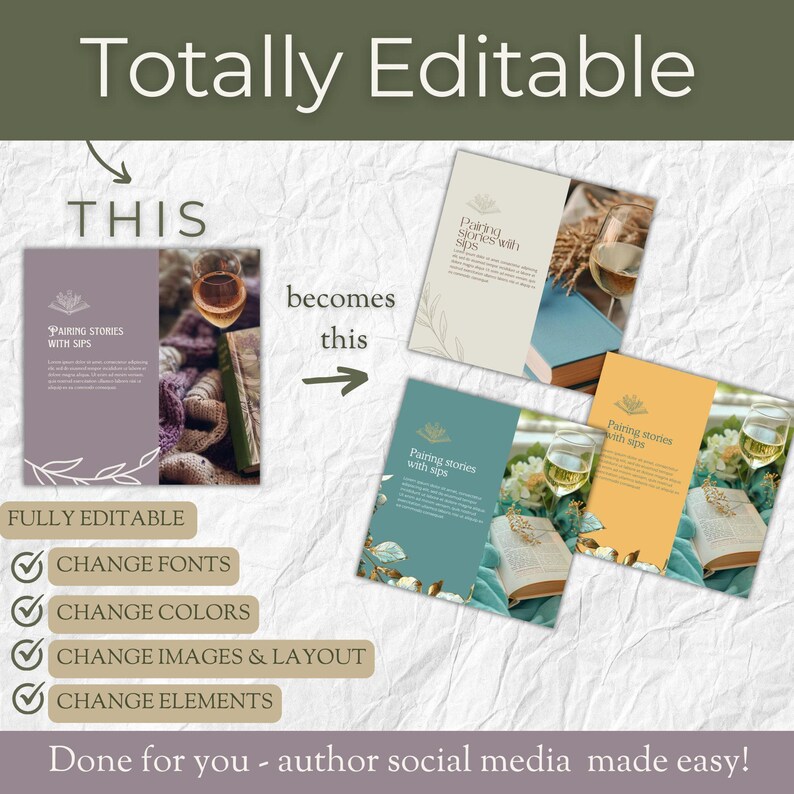 Bookstagram Post Templates, Book Marketing, Book Launch, COTTAGECORE Templates, Instagram Aesthetic,Book Lovers,Bookstagram Canva PPCC image 3