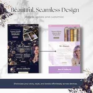 Modello di sito web Canva per autori - Modello di sito web per autori - DARK ROMANCE Sito web Canva - Modello per scrittori - Sito web per autori Celestial PPEC immagine 5