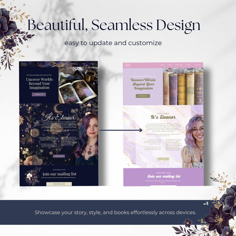 Modello di sito web Canva per autori - Modello di sito web per autori - DARK ROMANCE Sito web Canva - Modello per scrittori - Sito web per autori Celestial PPEC immagine 5