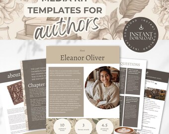 Author Media Kit Template- Light Academia Author Branding - Canva Press Kit for Book Promotion, Professional Author Book Launch Tools PPLA