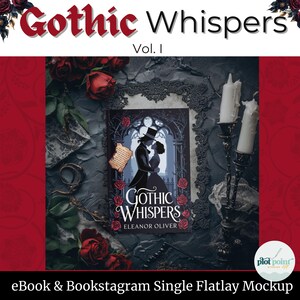 ゴシック・ウィスパーズ・ミッドナイト eBook モックアップ | ムーディーなブックカバーディスプレイ | ダークロマンス＆ファンタジーテンプレート Vol I モックアップ