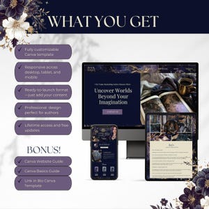 Modello di sito web Canva per autori - Modello di sito web per autori - DARK ROMANCE Sito web Canva - Modello per scrittori - Sito web per autori Celestial PPEC immagine 4