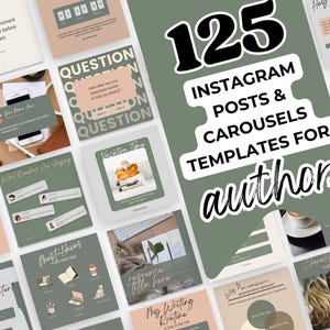 Author Instagram Post Templates: Neutral Coastal Canva Designs (Digital Download)