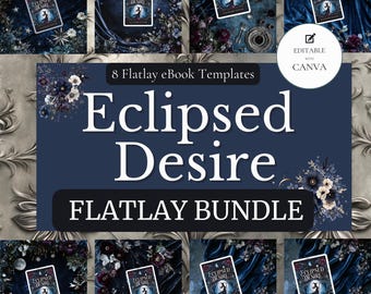 eBook Bundle Mockup  Dark Romance | 11 Editable eBook Flatlay Template for Canva | iPad, Kindle, and Tablet Mockups for Authors MOCKUP