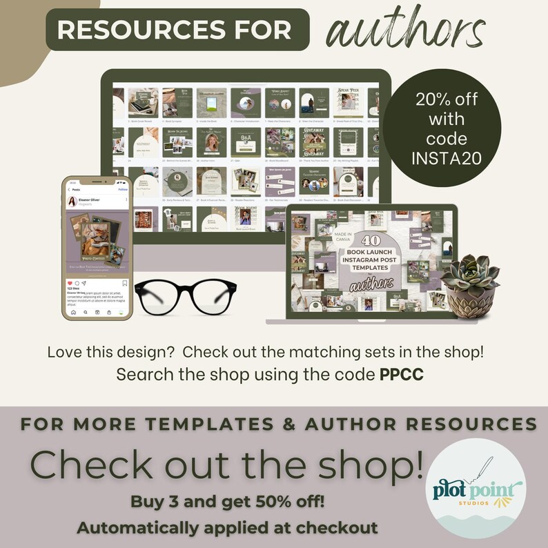 Bookstagram Post Templates, Book Marketing, Book Launch, COTTAGECORE Templates, Instagram Aesthetic,Book Lovers,Bookstagram Canva PPCC image 8