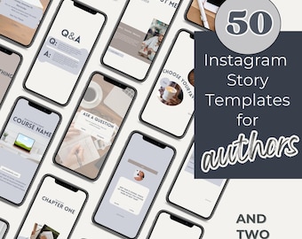 50 Author Instagram Story Templates, Canva Marketing Posts (Digital Download)