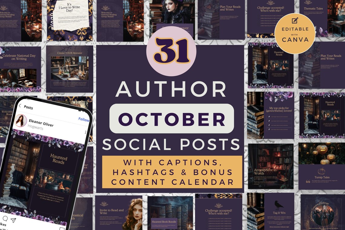 Social Media | Canva Template | Author Instagram Post Templates | Ig ...
