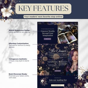 Modello di sito web Canva per autori - Modello di sito web per autori - DARK ROMANCE Sito web Canva - Modello per scrittori - Sito web per autori Celestial PPEC immagine 2