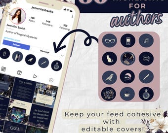 Dark Romance Author Instagram Book Highlight Covers, Celestial Witchy Templates