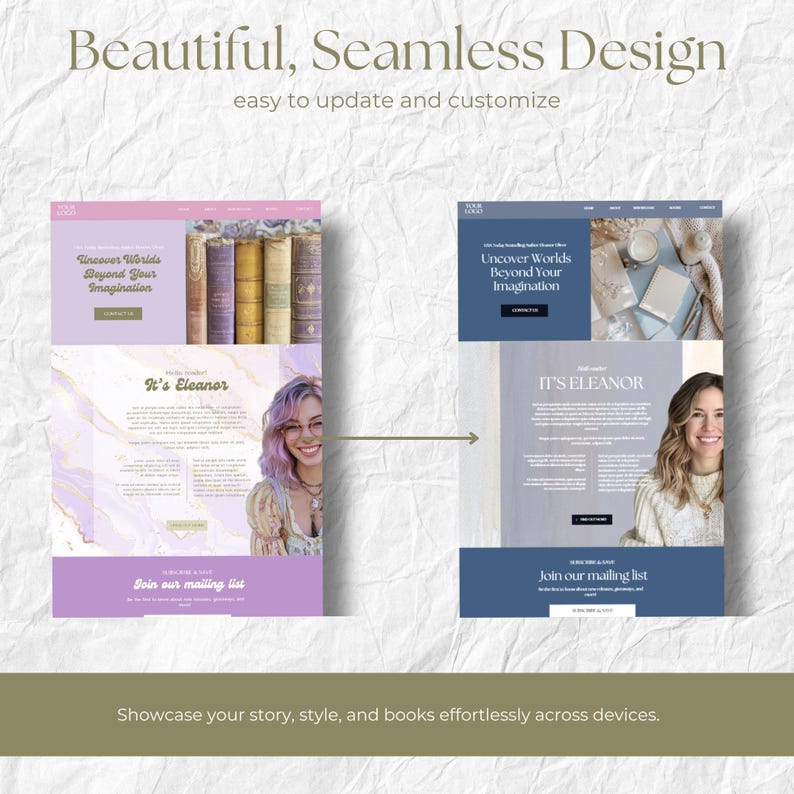 Canva Website Template for Authors Minimalist Author Website Theme