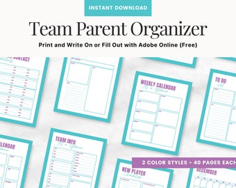 Team Mom Planner: Sports Organizer, Calendars, Trackers (Digital Download)