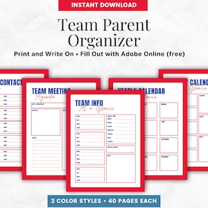 Sports Team Mom Planner | Soccer Mom Football Mom | Baseball Mom | Team Coach Manager Organizer Planner | Team Manager Binder | Team Parent
