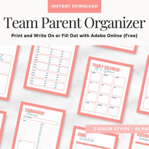 Sports Team Manager Organizer | Team Mom Planner | Team Organizer | Team Manager | Football | Baseball Softball | Volleyball | Soccer Binder