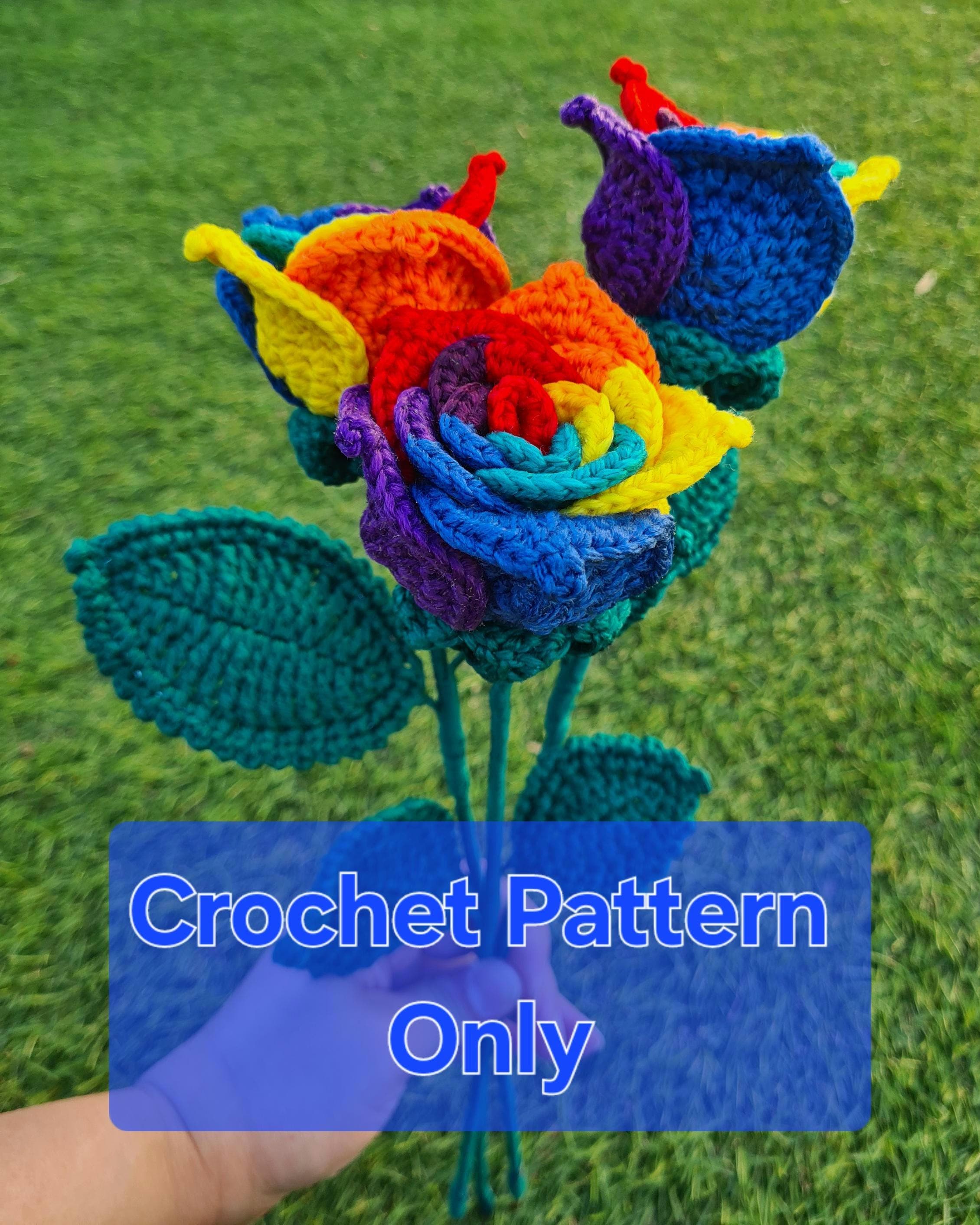 Rainbow Rose Crochet PATTERN, Rose Crochet Patternpdf, Flower Crochet ...
