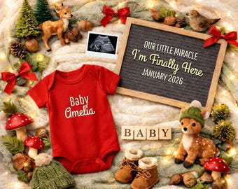 Forest Baby Announcement, Canva Template, Woodland Baby Arrival Reveal, Editable file, Digital Download