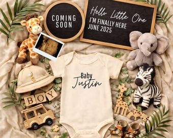 Safari Baby Announcement, Canva Template, Jungle Pregnancy Reveal, Editable file, Digital Download