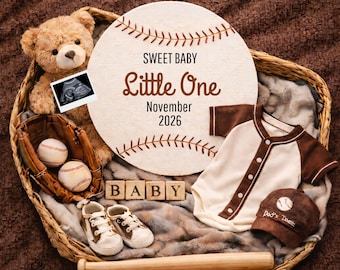 Baseball Baby Announcement, Sports Pregnancy Reveal, Canva Template (Digital Download)
