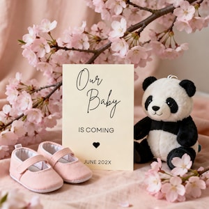 Minimalist Cherry Blossom Pregnancy Announcement Template (Digital Download)