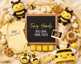 Cute Bee Baby Announcement Digital Template, Honey Pregnancy Reveal, Neutral Baby Reveal, Canva Template
