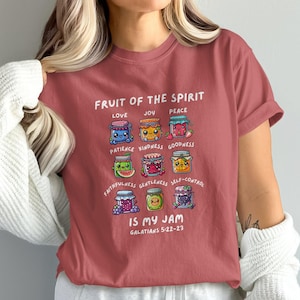 Fruit of the Spirit Christian Comfort Colors Graphic Tee Bible Verse Faith Top Gift for Women Cute Religious Apparel TShirt Shirt for Mom