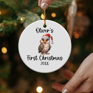 Personalized Baby&#39;s First Christmas Ornament, Cute Owl Ornament, Custom Name Ornament, First Christmas Gift Ornament, Christmas Gift