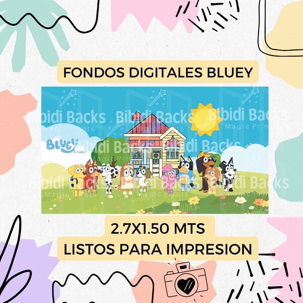 Fondos Digitales BLUEY (Fondos y personajes +300 dpi) por separado listo para impresion PNG JPG Clip Art