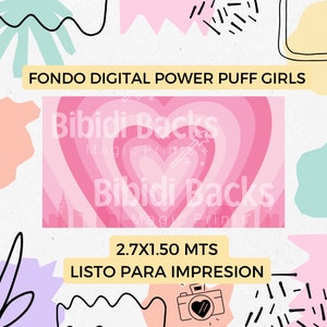 Digitale Hintergründe „The Powerpuff Girls“ (Hintergründe und Elemente +300 dpi), separat zum Drucken bereit, PNG JPG ClipArt