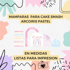 Digitale Hintergründe Cake Smash Rainbow Screens (Hintergründe und Elemente +300 dpi) separat druckbereit PNG JPG ClipArt