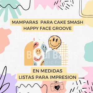 Cyfrowe tła ekrany Cake Smash Happy Face (tła i elementy +300 dpi) oddzielnie gotowe do druku PNG JPG clipart