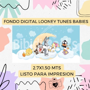 Sfondi digitali Looney Tunes Babies (sfondi e personaggi + 300 dpi astronauta) pronti separatamente per la stampa PNG JPG Clip Art