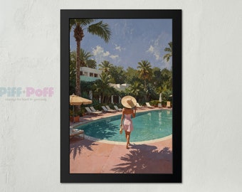 Palm Royale Vibes, Retro Tropical 1960's Hotel, Warm Peach Pastel Home Decor, PRINTABLE Digital Art Download | PiffandPoff | 4824