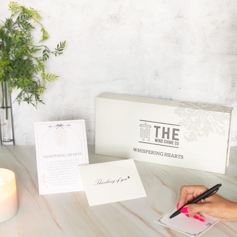 30” Wind Chime with Gift Box – Whispering Hearts Collection – Platinum Rose - Thumbnail 3