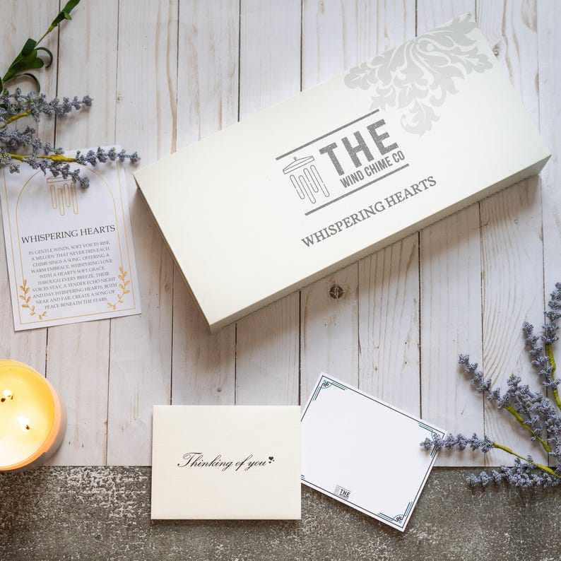 30” Wind Chime with Gift Box – Whispering Hearts Collection – Platinum Rose