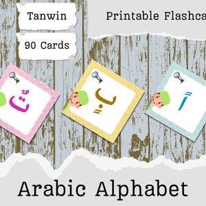 Arabic Alphabet Tanwin 90 Flashcards, Arabic Letter, Hijaiyah, Arabic Learning, Quran, Tajwid, Muslim Kids Flashcards Digital Download