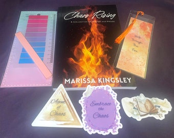 Chaos Rising: A Collection of Poetry and Prose Book Bundle Signed Copy Bookmark, Stickers, Stationary