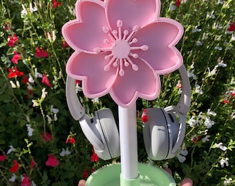 Kersenbloesem Sakura-koptelefoonstandaard - Leuke gamingaccessoires - Kawaii Gamer Girl - Cosy Desk Setup - STL-bestand - DIGITALE DOWNLOAD