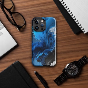 Tough Blue and Black Abstract Art Case for iPhone®