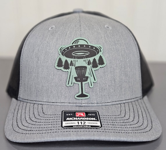 Richardson 112 Hat with Teal Leatherette UFO Patch - Disc Golf Inspired Design