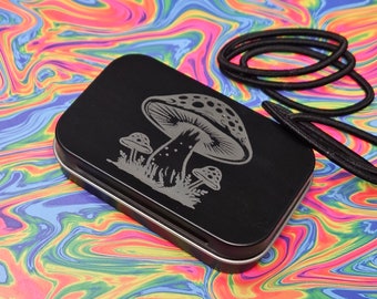 Magic Mushroom Laser Engraved Tin Box - Unique Gift for Nature Enthusiasts