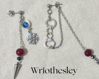 Pendientes Wriothesley / Accesorios inspirados en Genshin Impact / Pendientes de esposas / Pendientes unisex / Joyas de cosplay de anime