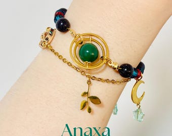 Anaxa bracelet Honkai Star Rail | hsr inspired accessories | green celestial bracelet | star charm bracelet | anime cosplay jewelry
